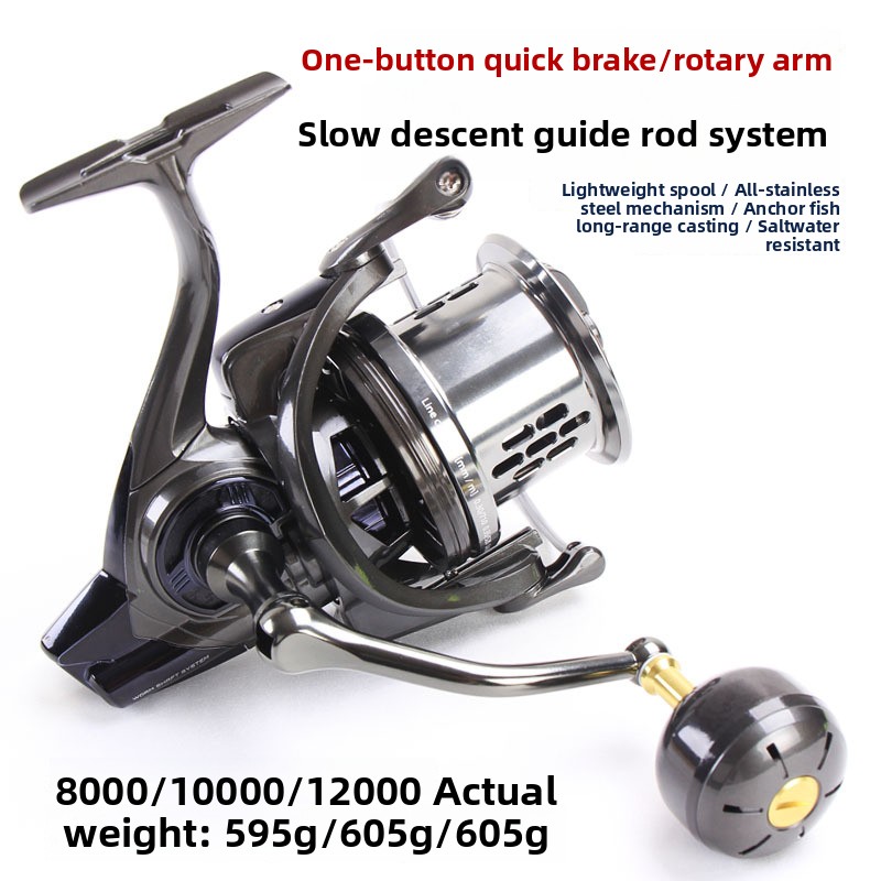 Electric Fishing Reel - รอกตกปลาแบบเบา, รอกสปินนิ่ง, รอกสำหรับตกปลาขนาดใหญ่, โลหะ, ไม่มีการคืนตัวของเฟือง, รอกตกปลาทะเลแบบจมช้า